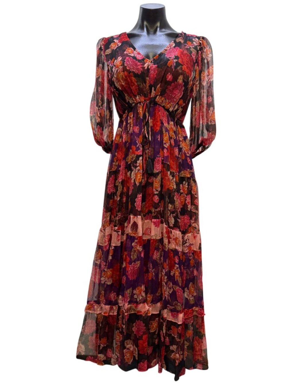 Johnny Was Jade Floral Maxi Dress & Slip Red Multi S